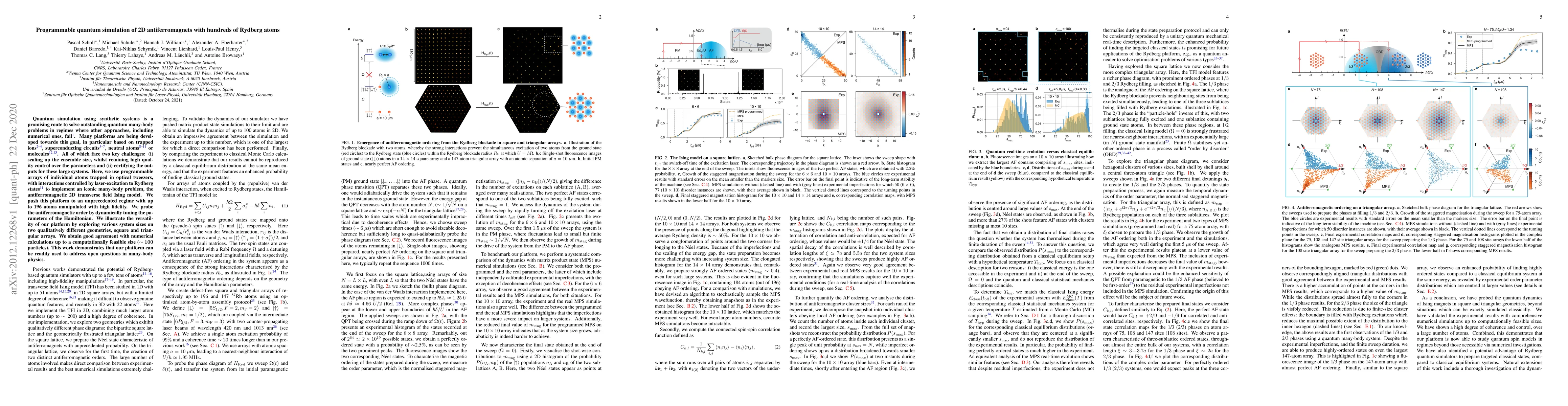 Thumbnail for Programmable quantum simulation of 2D antiferromagnets with hundreds of
  Rydberg atoms