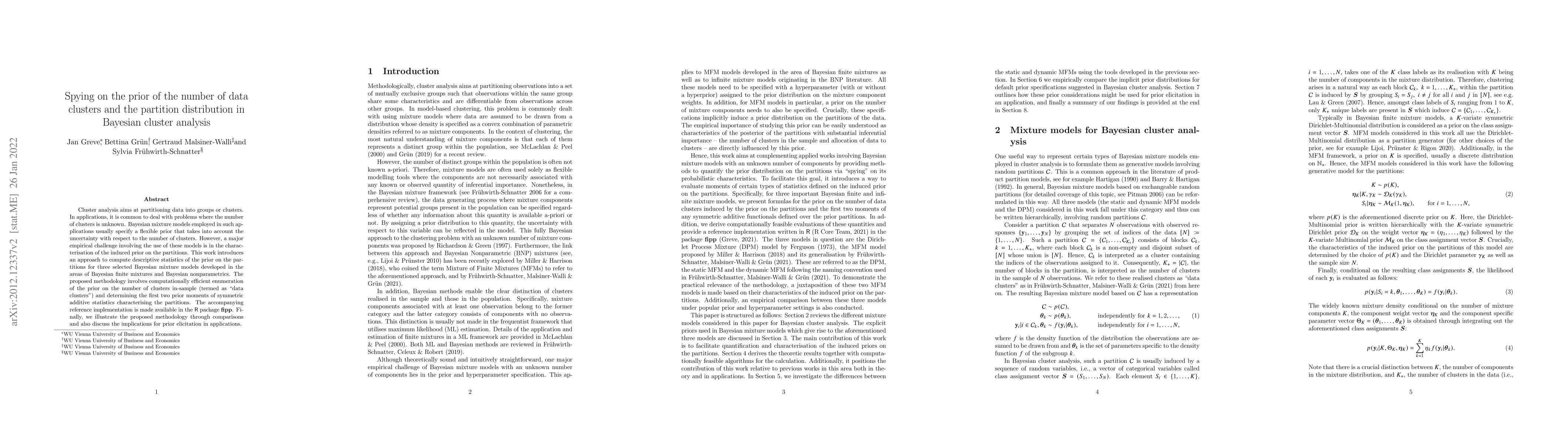 Thumbnail for Spying on the prior of the number of data clusters and the partition
  distribution in Bayesian cluster analysis