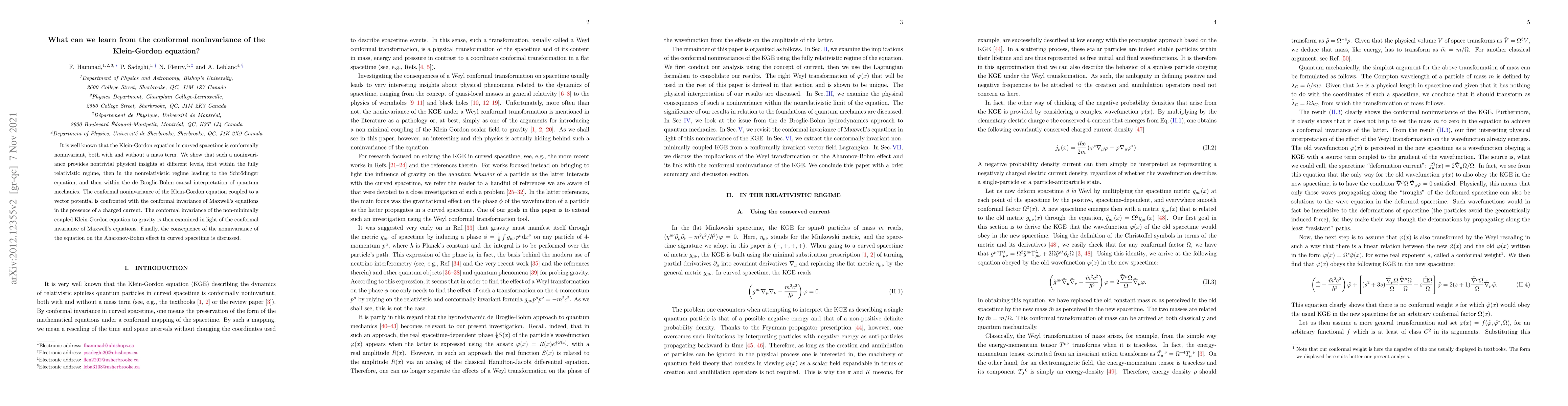 Thumbnail for What can we learn from the conformal noninvariance of the Klein-Gordon
  equation?