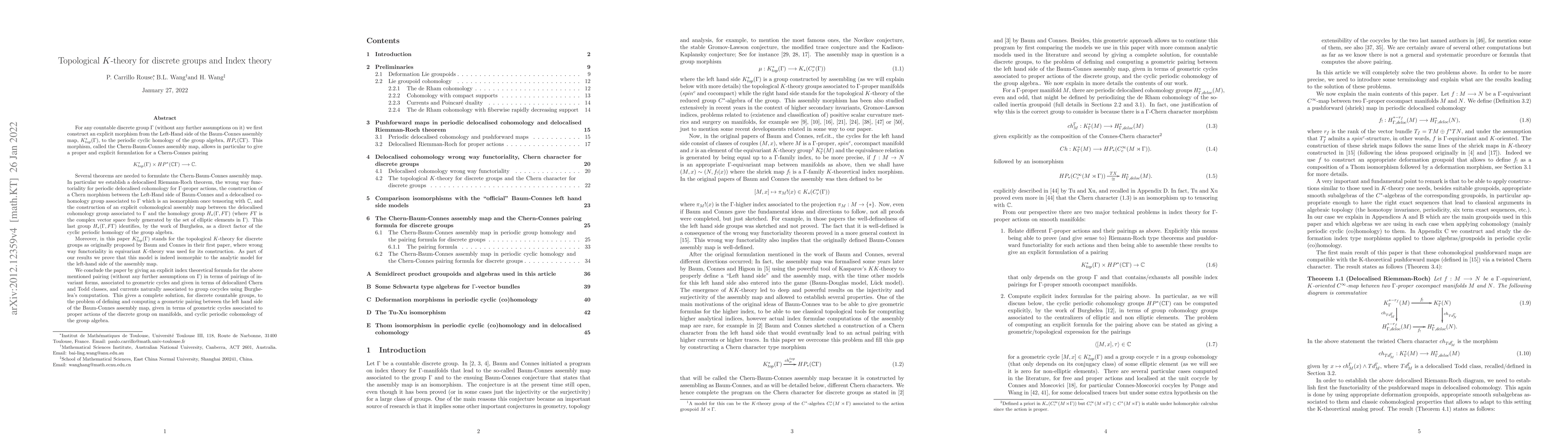 Thumbnail for Topological K-theory for discrete groups and Index theory