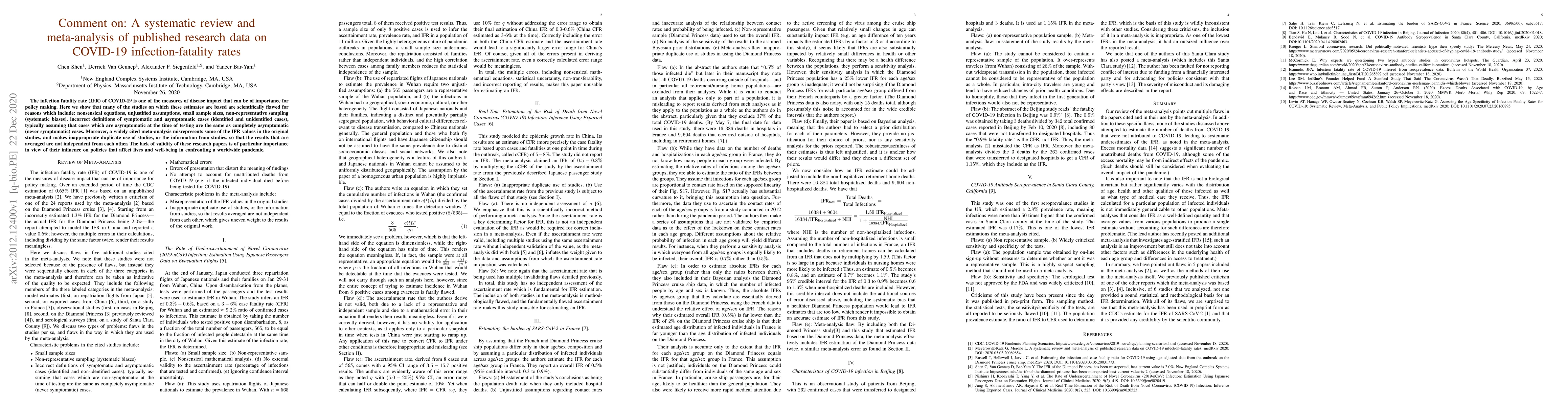 Thumbnail for Comment on: A systematic review and meta-analysis of published research
  data on COVID-19 infection-fatality rates
