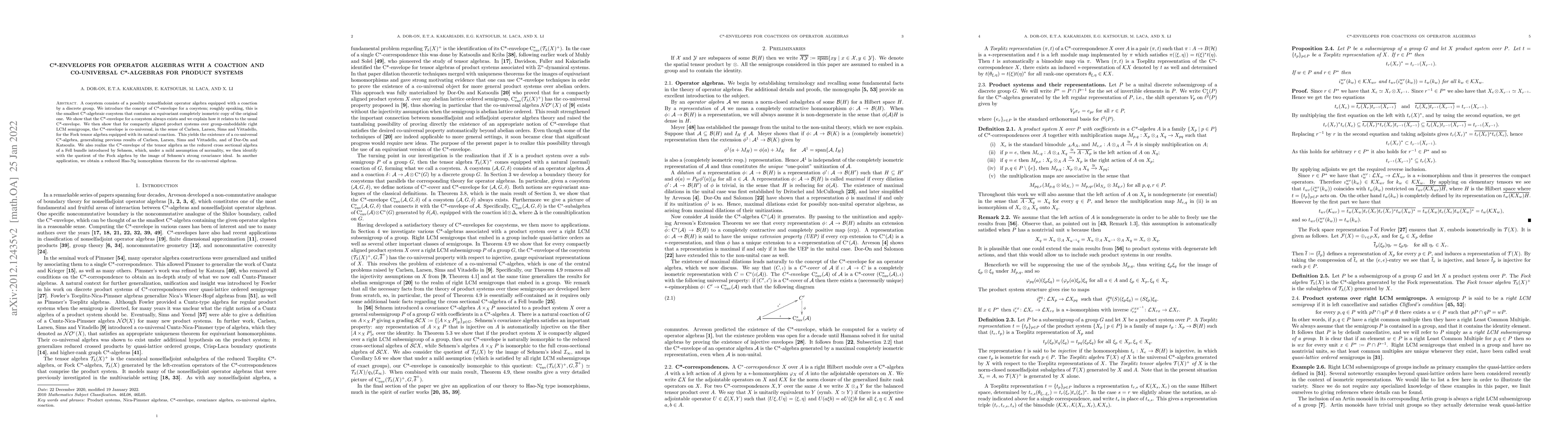 Thumbnail for C*-envelopes for operator algebras with a coaction and co-universal
  C*-algebras for product systems