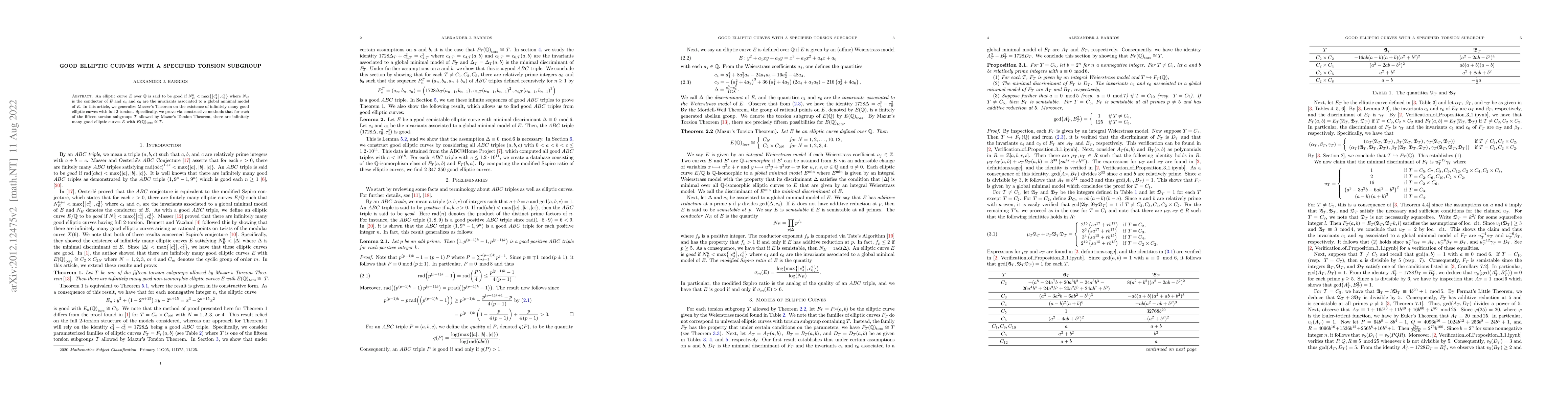 Thumbnail for Good elliptic curves with a specified torsion subgroup