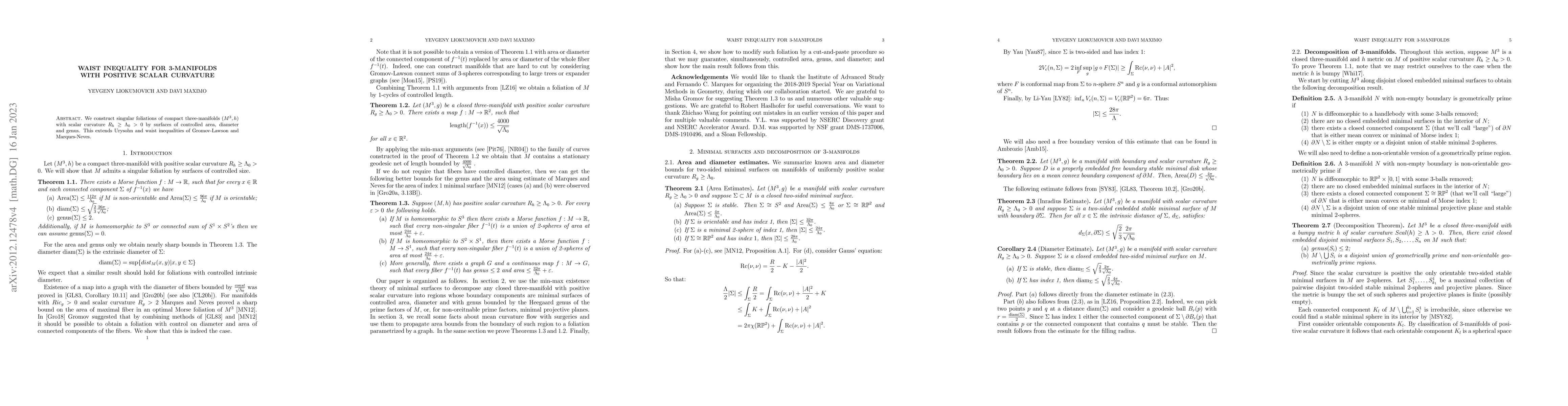 Thumbnail for Waist inequality for 3-manifolds with positive scalar curvature