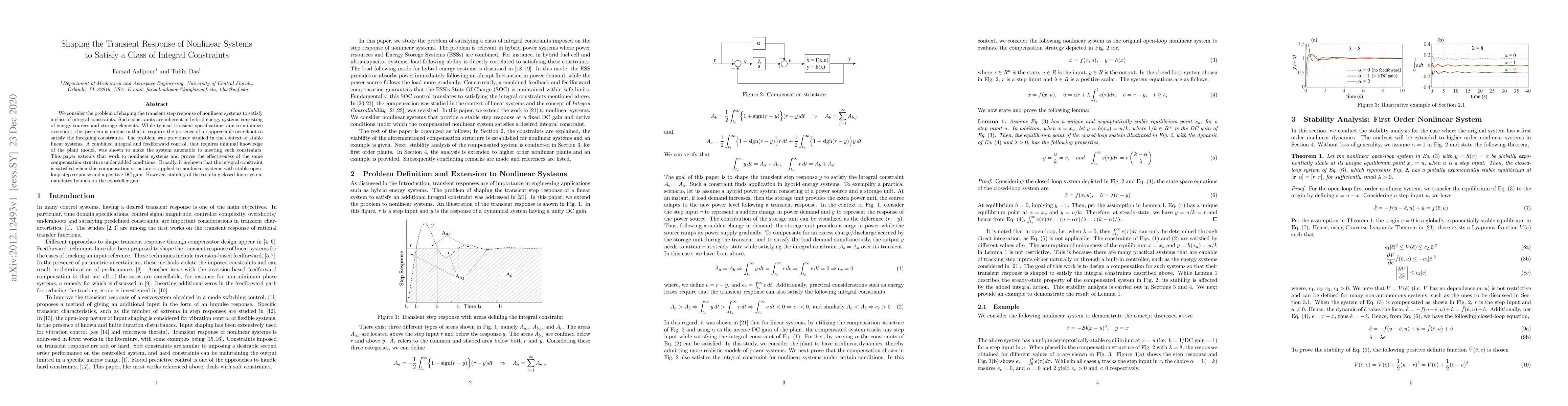 Thumbnail for Shaping the Transient Response of Nonlinear Systems to Satisfy a Class
  of Integral Constraints