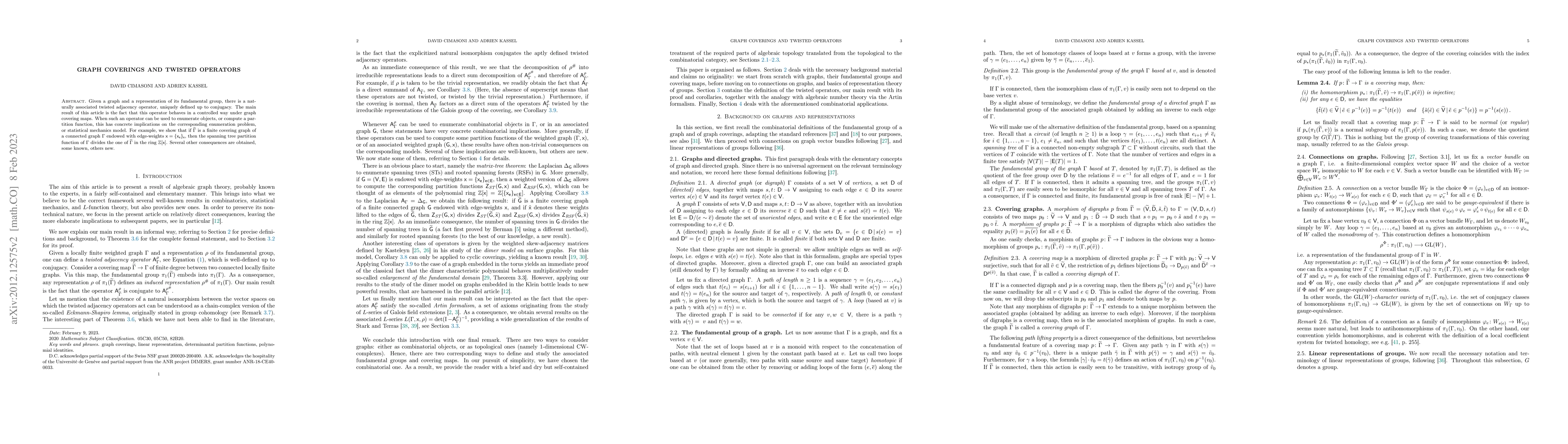 Thumbnail for Graph coverings and twisted operators