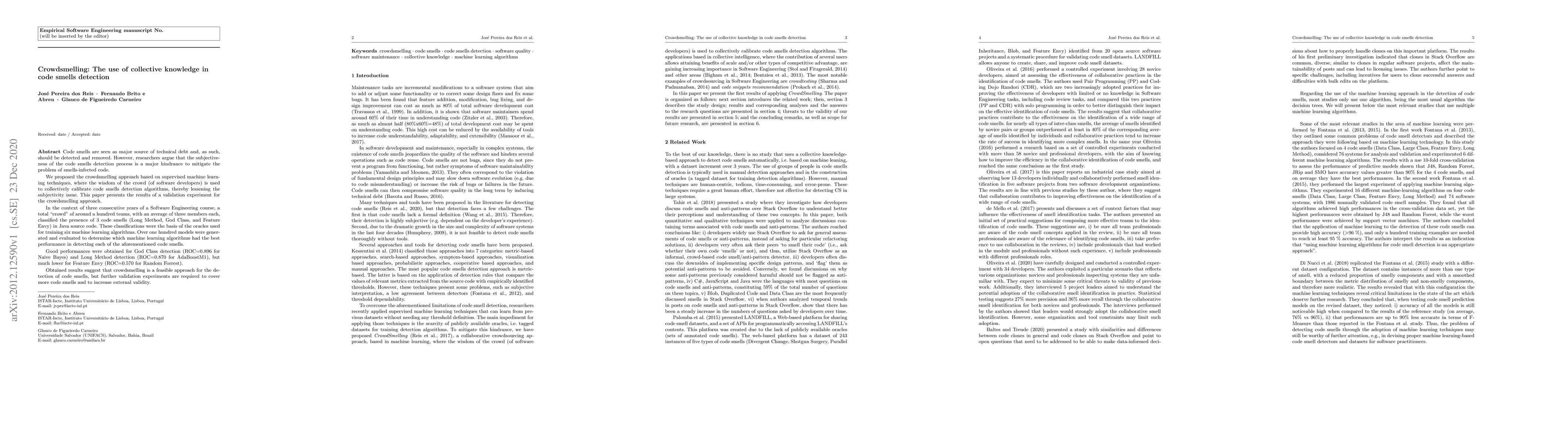 Thumbnail for Crowdsmelling: The use of collective knowledge in code smells detection