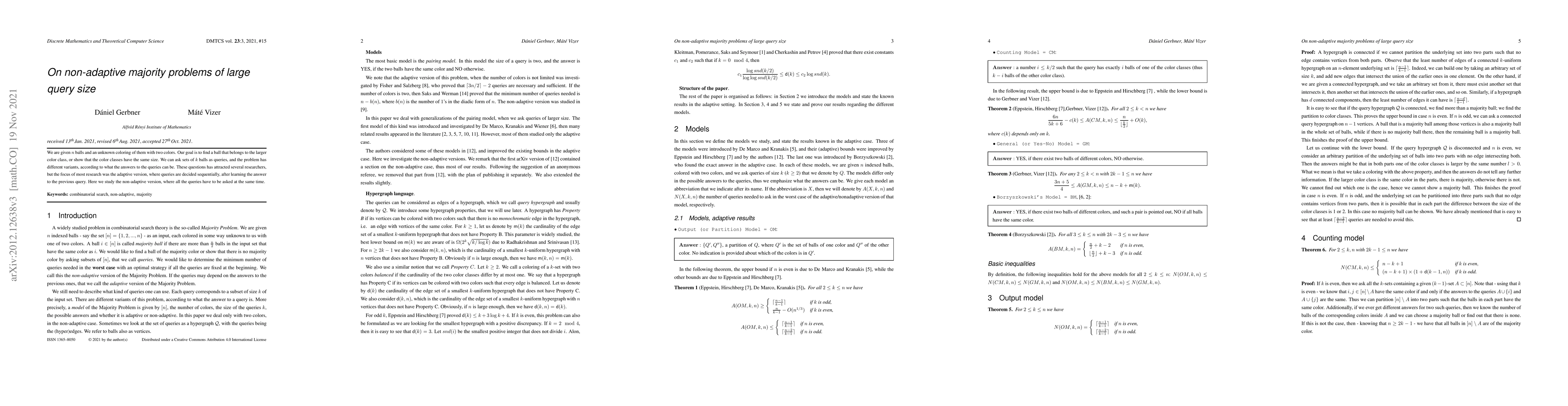 Thumbnail for On non-adaptive majority problems of large query size