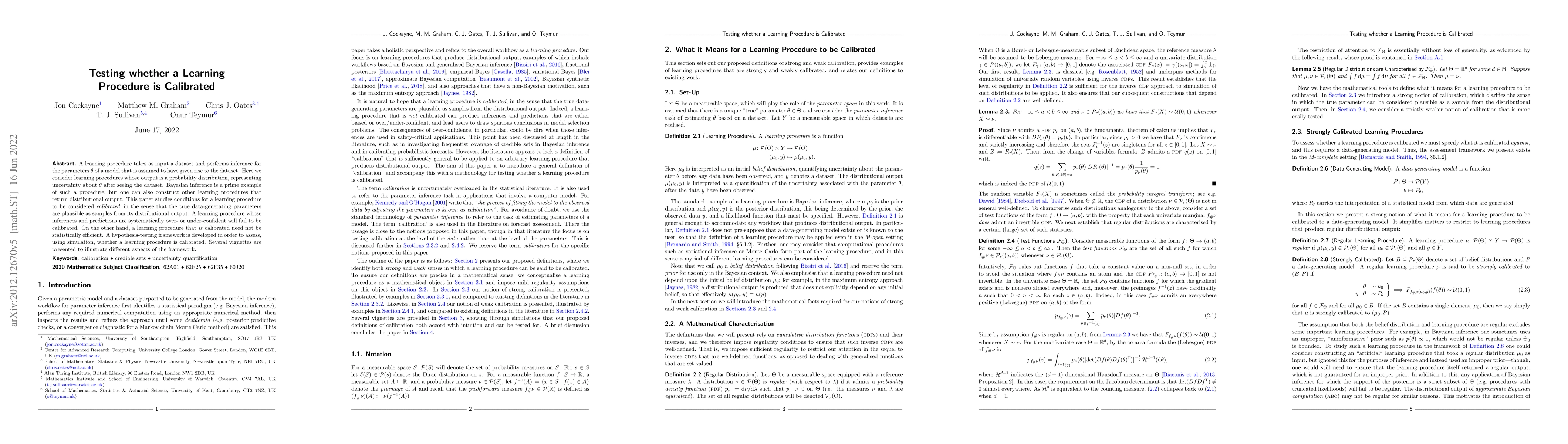 Thumbnail for Testing whether a Learning Procedure is Calibrated