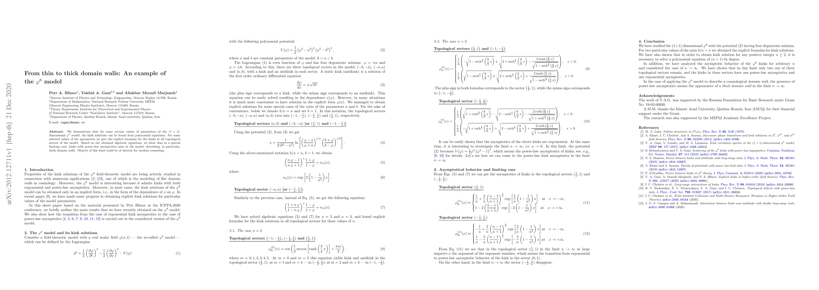 Thumbnail for From thin to thick domain walls: An example of the $\varphi^8$ model