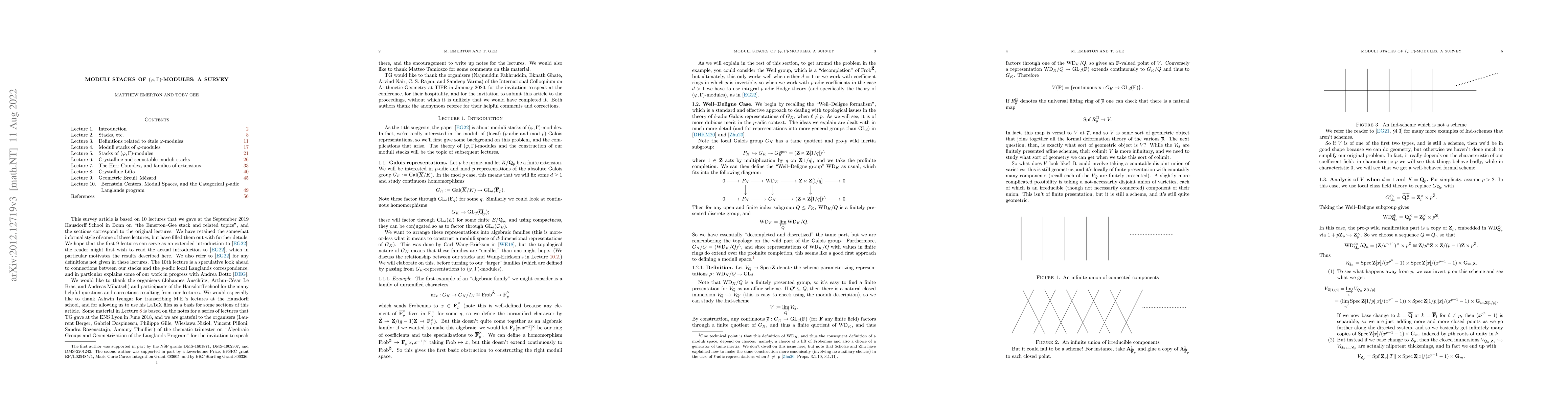 Thumbnail for Moduli stacks of (phi,Gamma)-modules: a survey
