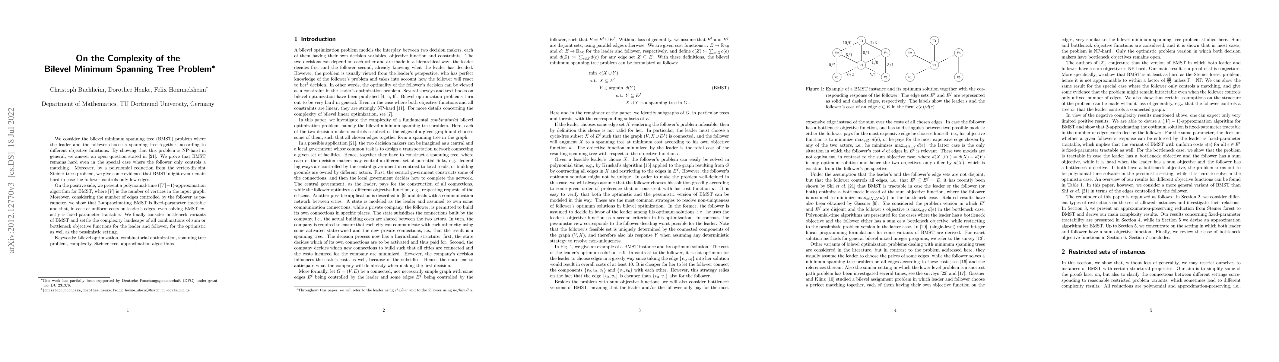 Thumbnail for On the Complexity of the Bilevel Minimum Spanning Tree Problem