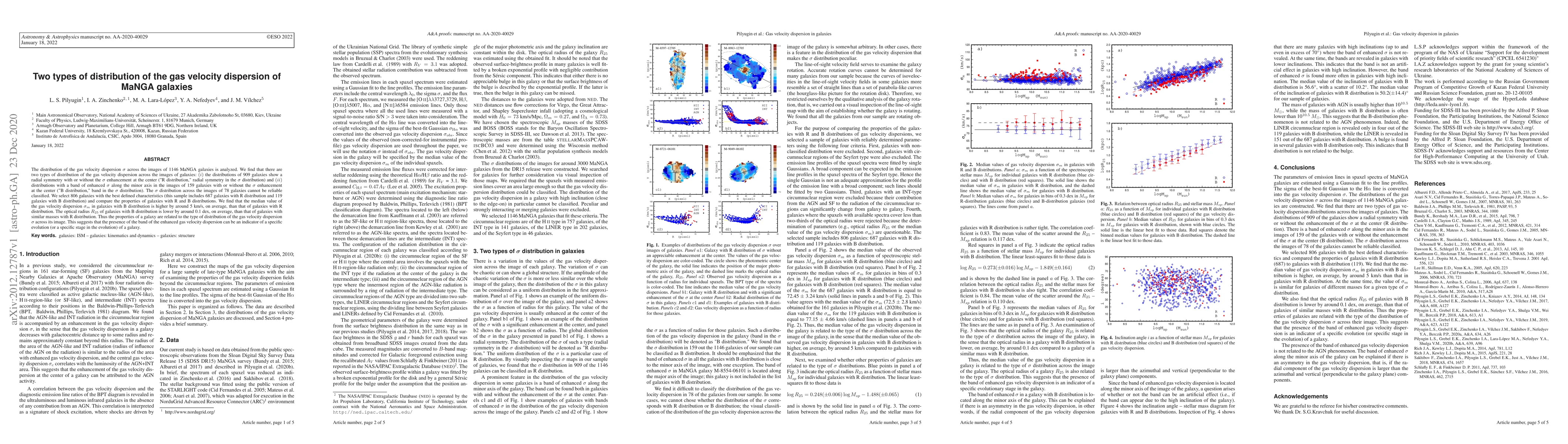 Thumbnail for Two types of distribution of the gas velocity dispersion of MaNGA
  galaxies