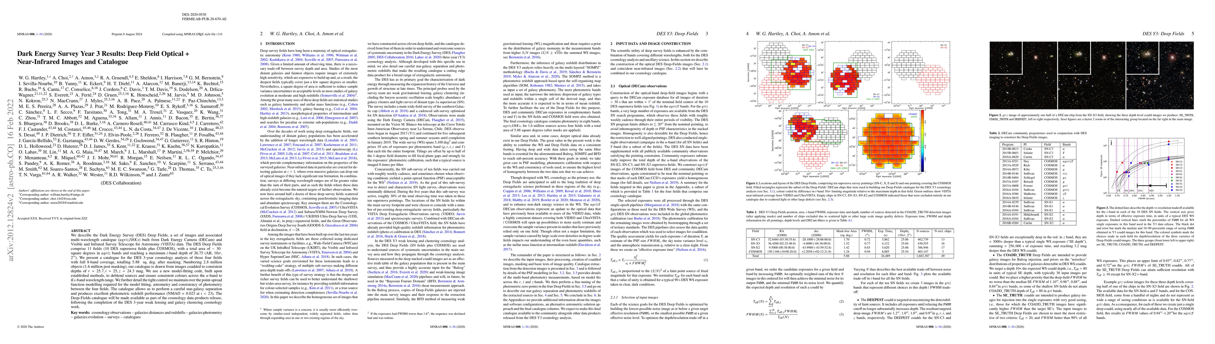 Thumbnail for Dark Energy Survey Year 3 Results: Deep Field Optical + Near-Infrared
  Images and Catalogue