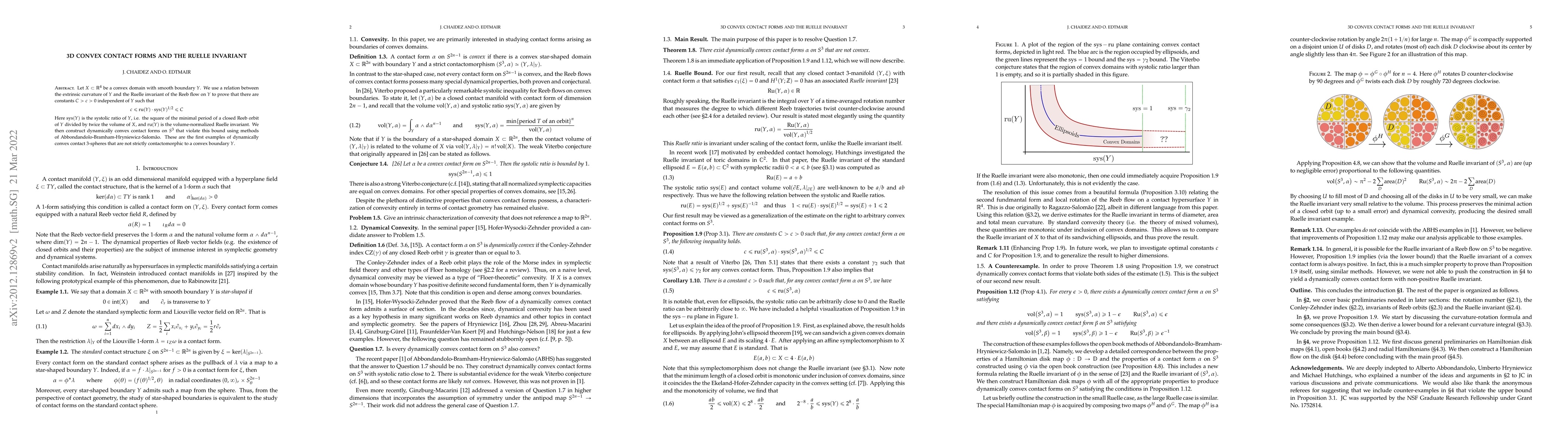 Thumbnail for 3d Convex Contact Forms And The Ruelle Invariant