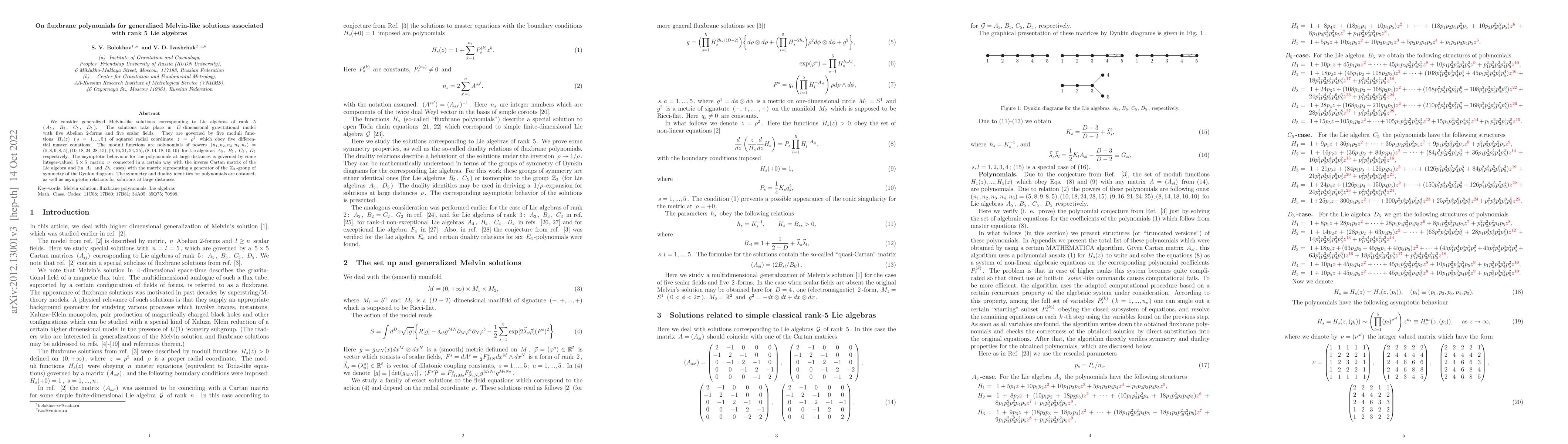 Thumbnail for On fluxbrane polynomials for generalized Melvin-like solutions
  associated with rank 5 Lie algebras