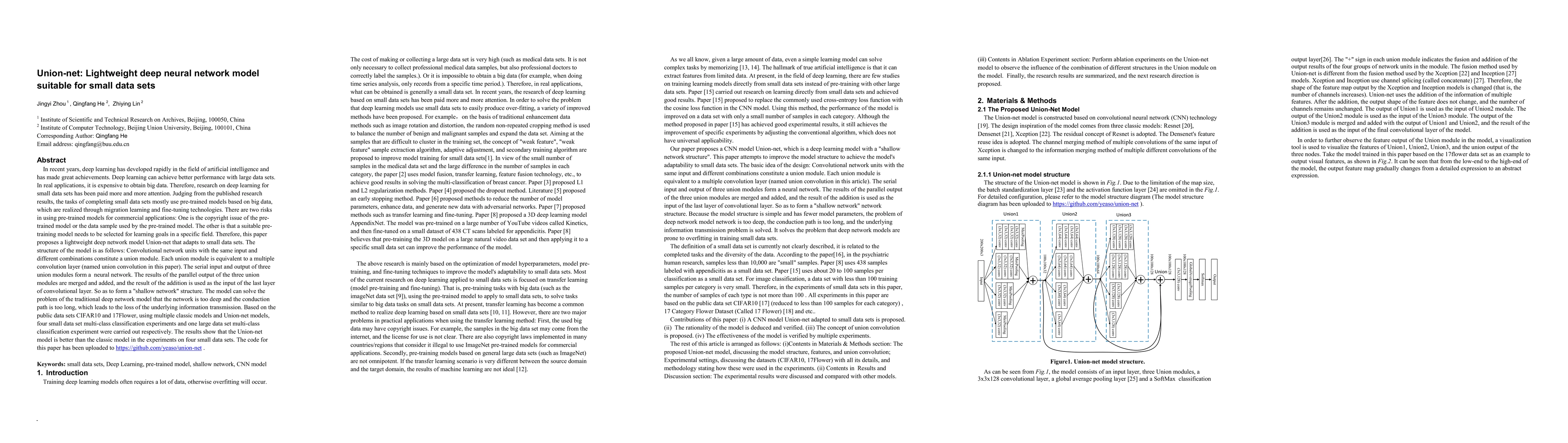 Thumbnail for Union-net: A deep neural network model adapted to small data sets