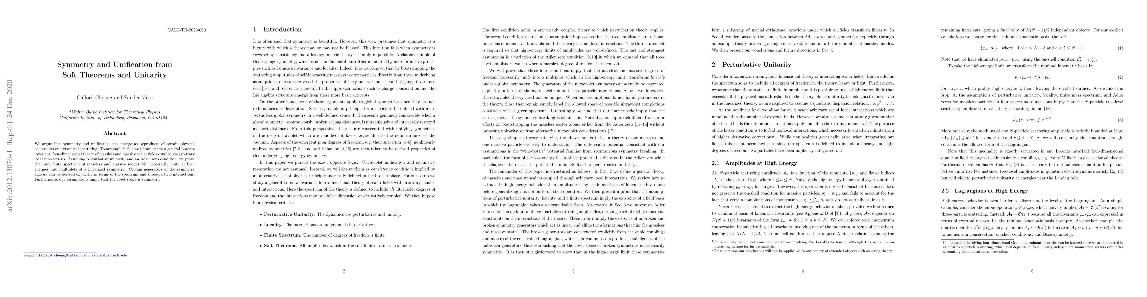 Thumbnail for Symmetry and Unification from Soft Theorems and Unitarity