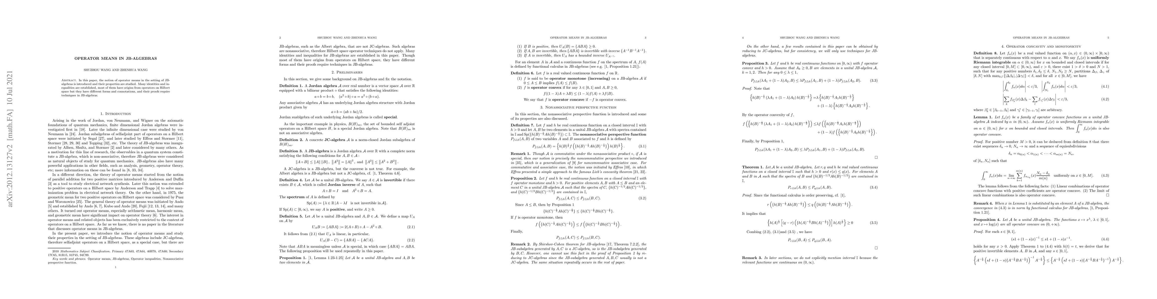 Thumbnail for Operator means in JB-algebras