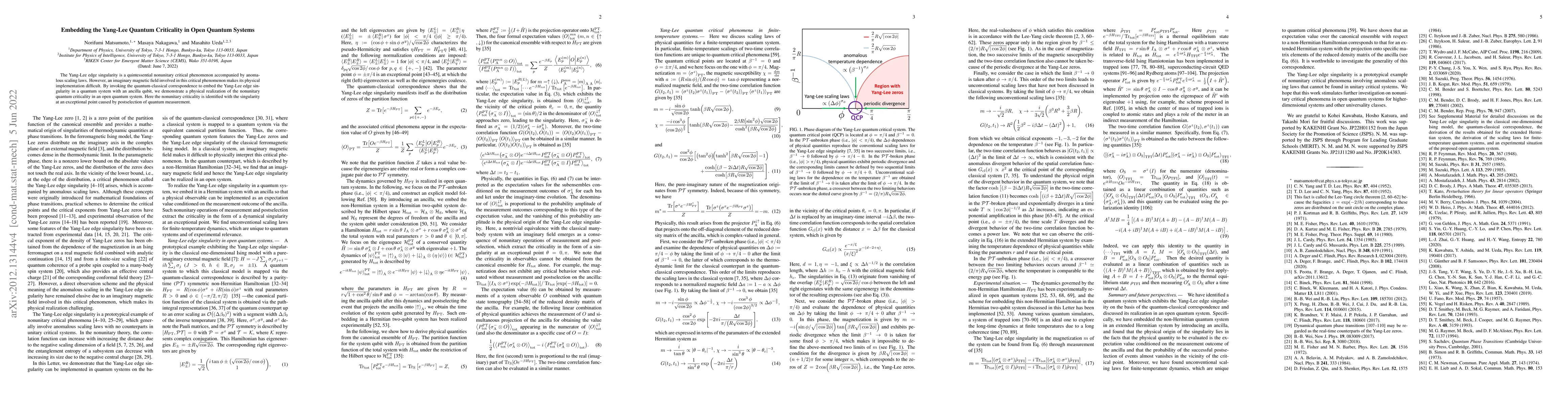 Thumbnail for Embedding the Yang-Lee Quantum Criticality in Open Quantum Systems
