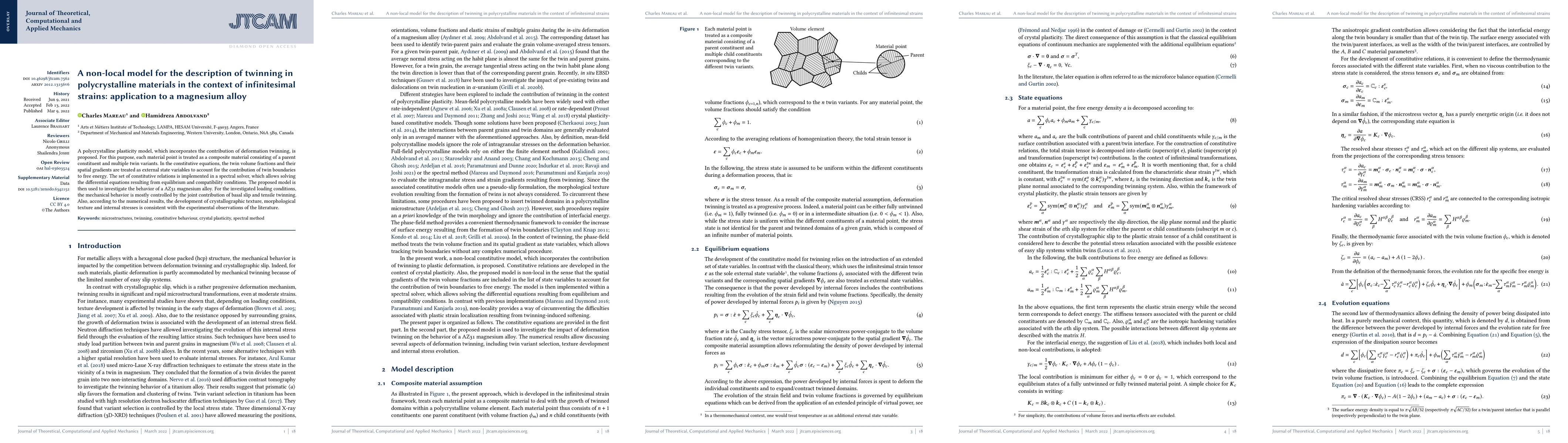 Thumbnail for A non-local model for the description of twinning in polycrystalline
  materials in the context of infinitesimal strains: application to a magnesium
  alloy