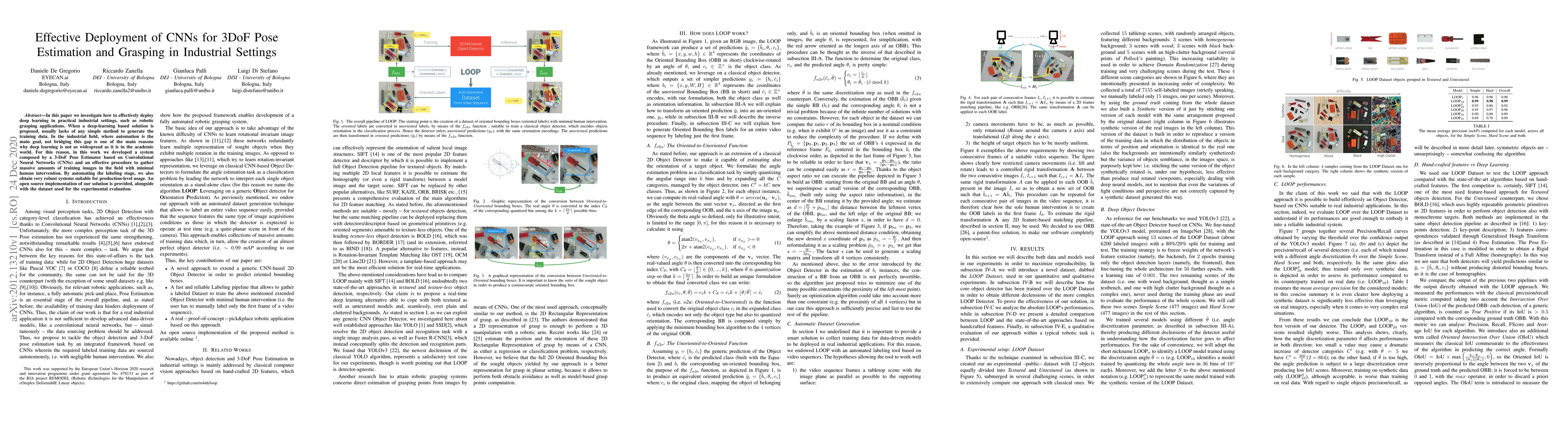 Thumbnail for Effective Deployment of CNNs for 3DoF Pose Estimation and Grasping in
  Industrial Settings