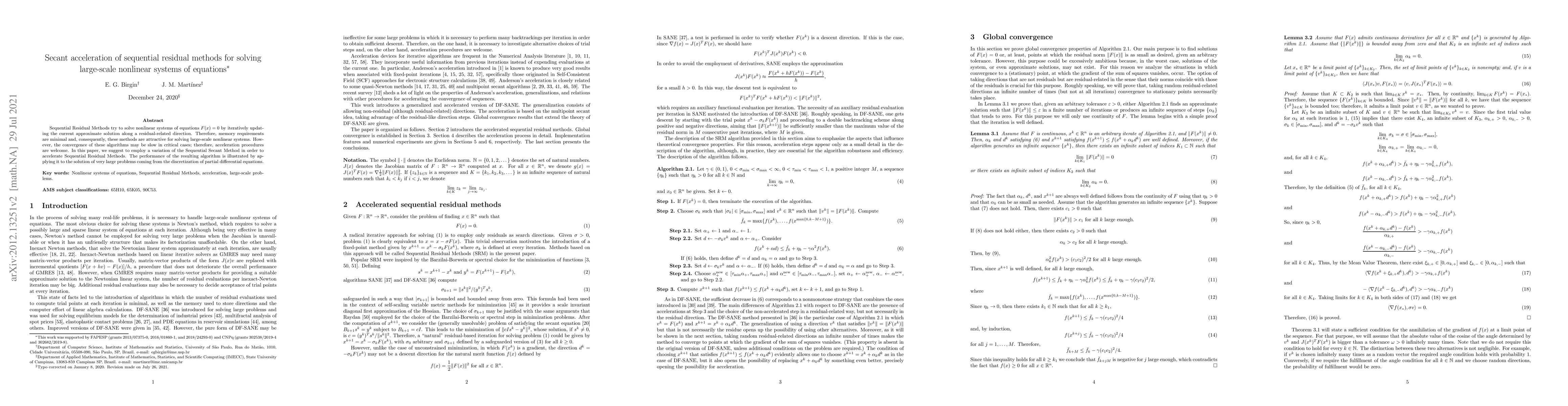 Thumbnail for Secant acceleration of sequential residual methods for solving
  large-scale nonlinear systems of equations
