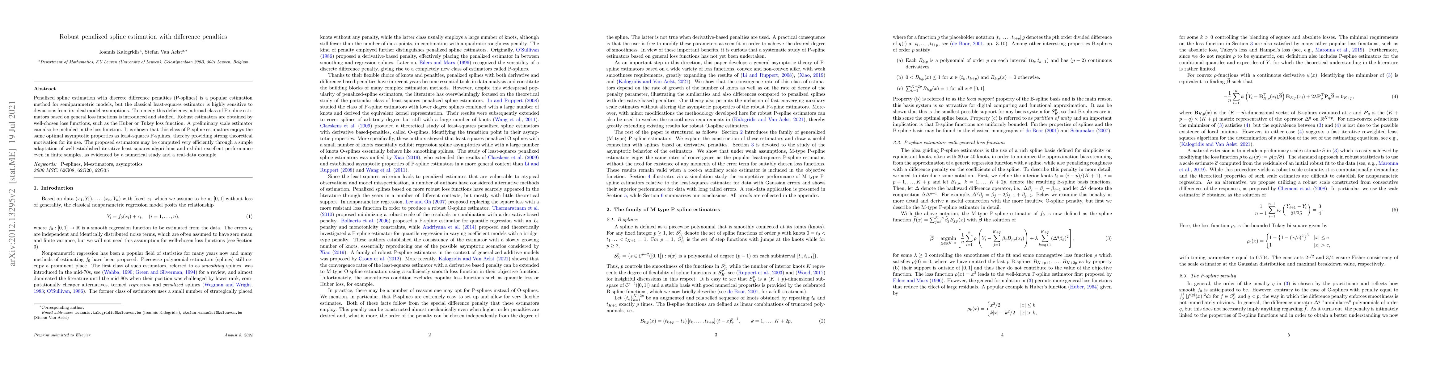 Thumbnail for Robust penalized spline estimation with difference penalties