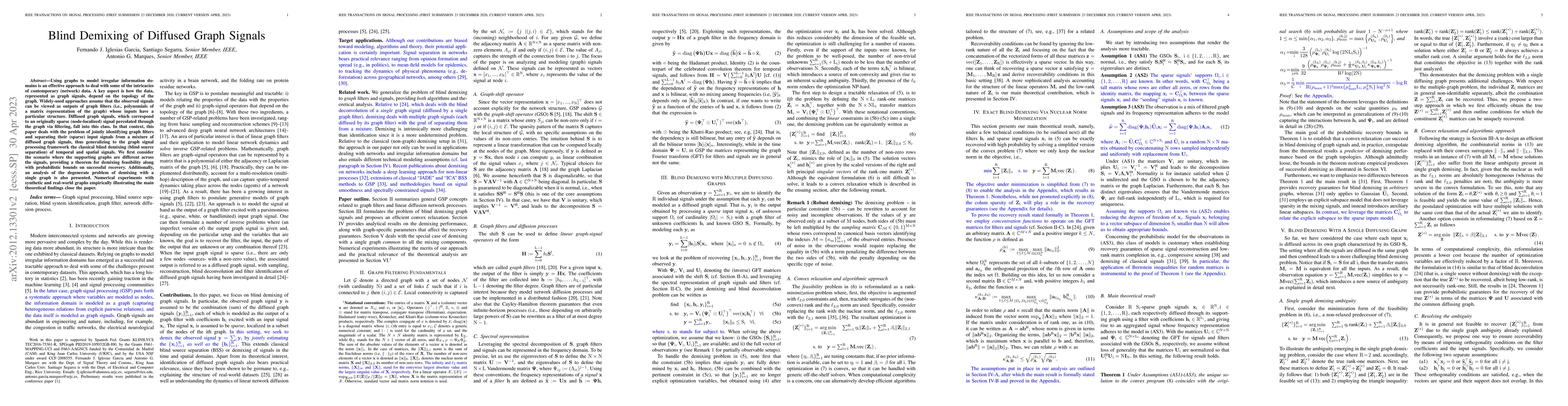 Thumbnail for Blind Demixing of Diffused Graph Signals