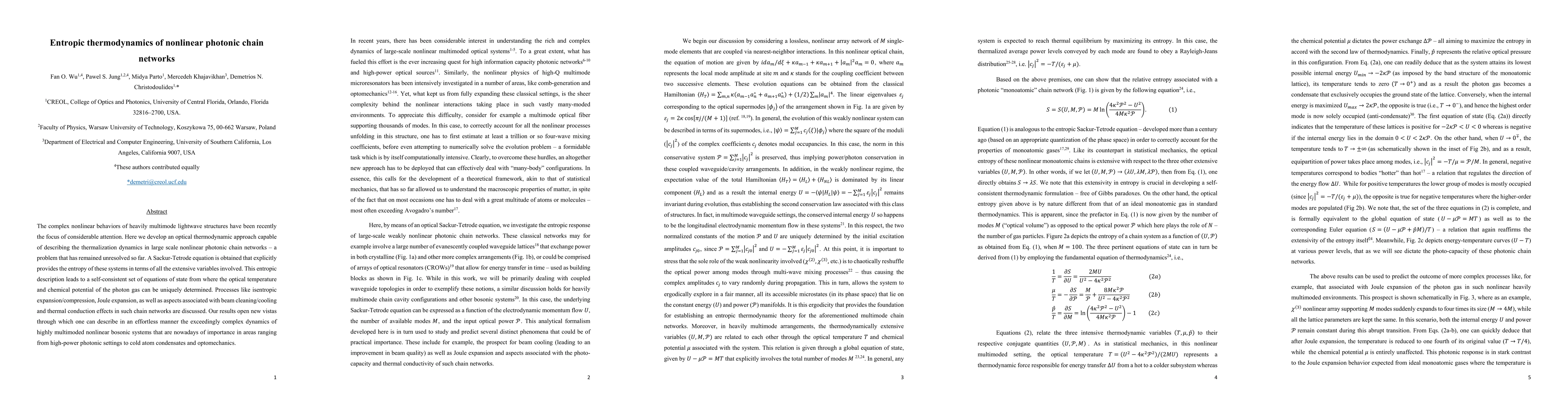 Thumbnail for Entropic thermodynamics of nonlinear photonic chain networks