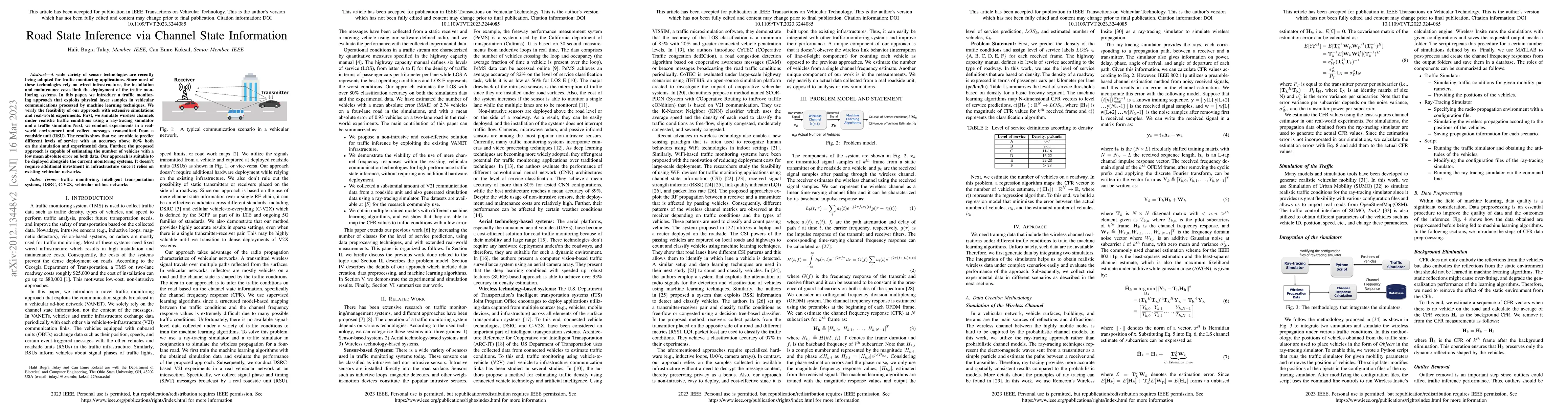 Thumbnail for Road State Inference via Channel State Information