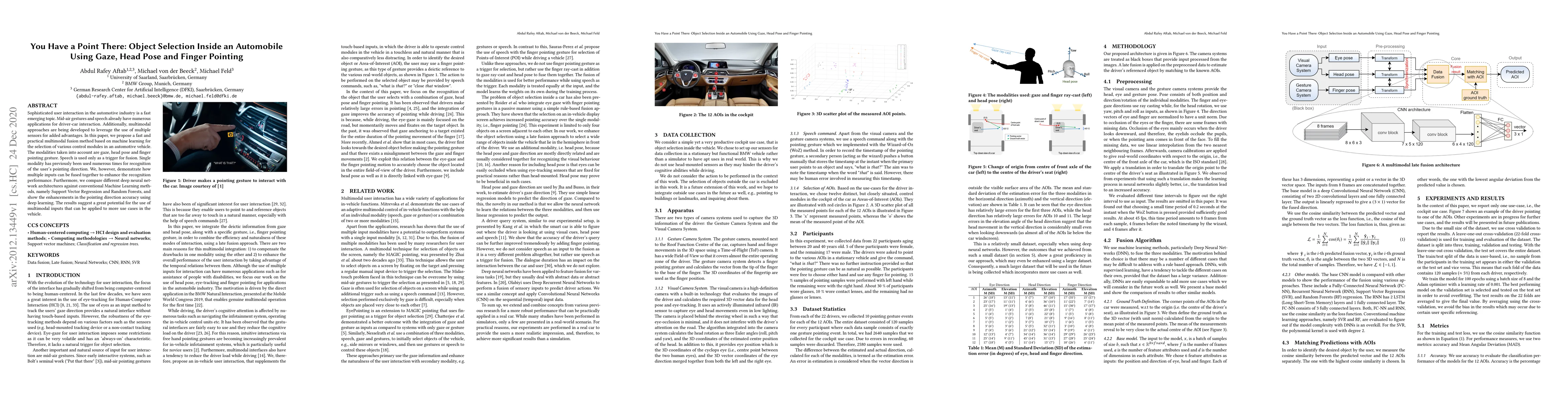 Thumbnail for You Have a Point There: Object Selection Inside an Automobile Using
  Gaze, Head Pose and Finger Pointing