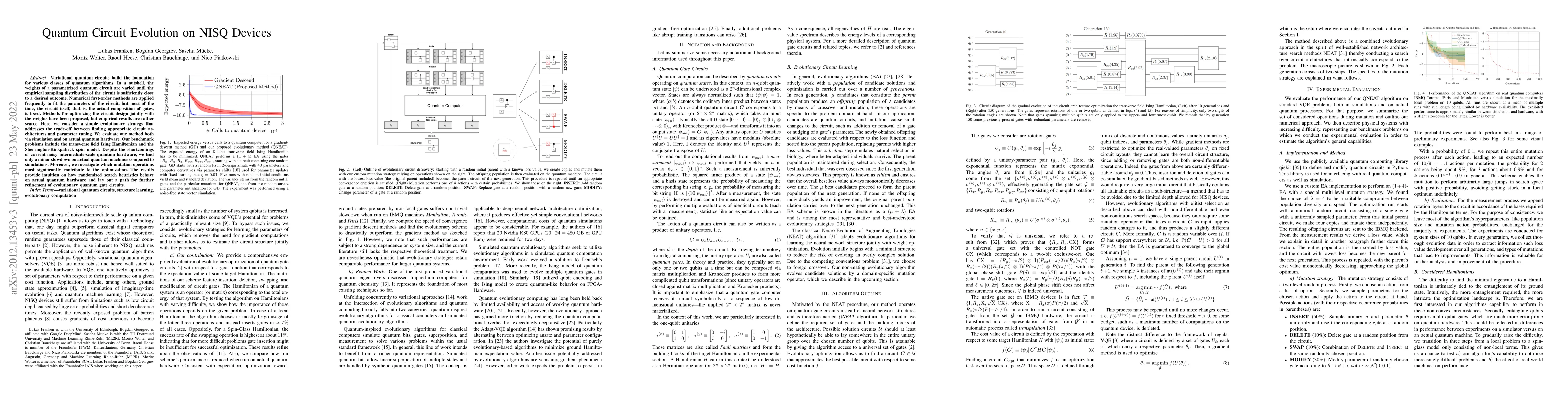 Thumbnail for Quantum Circuit Evolution on NISQ Devices