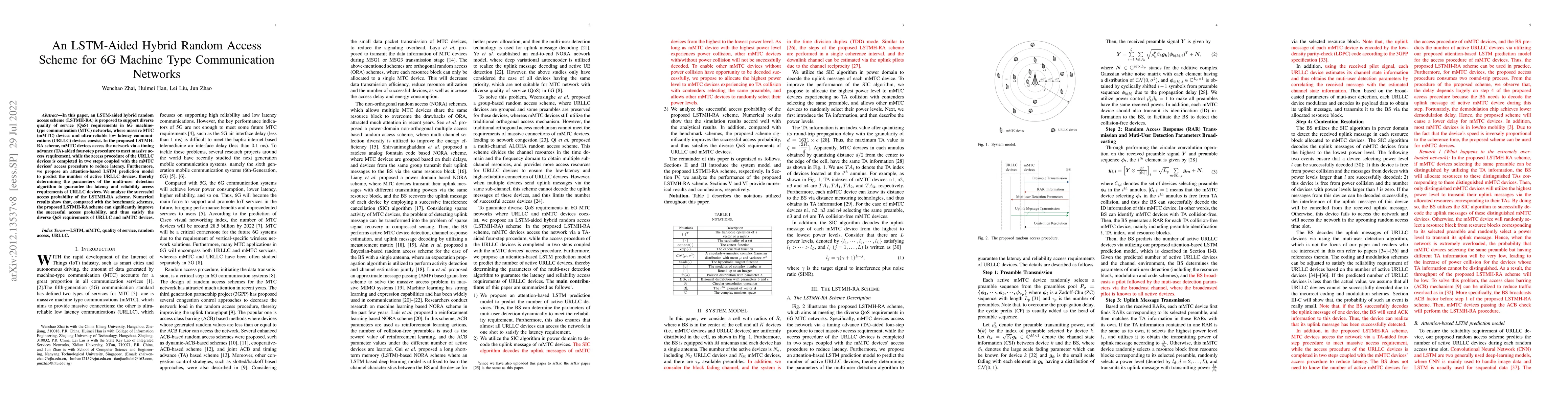 Thumbnail for An LSTM-Aided Hybrid Random Access Scheme for 6G Machine Type
  Communication Networks