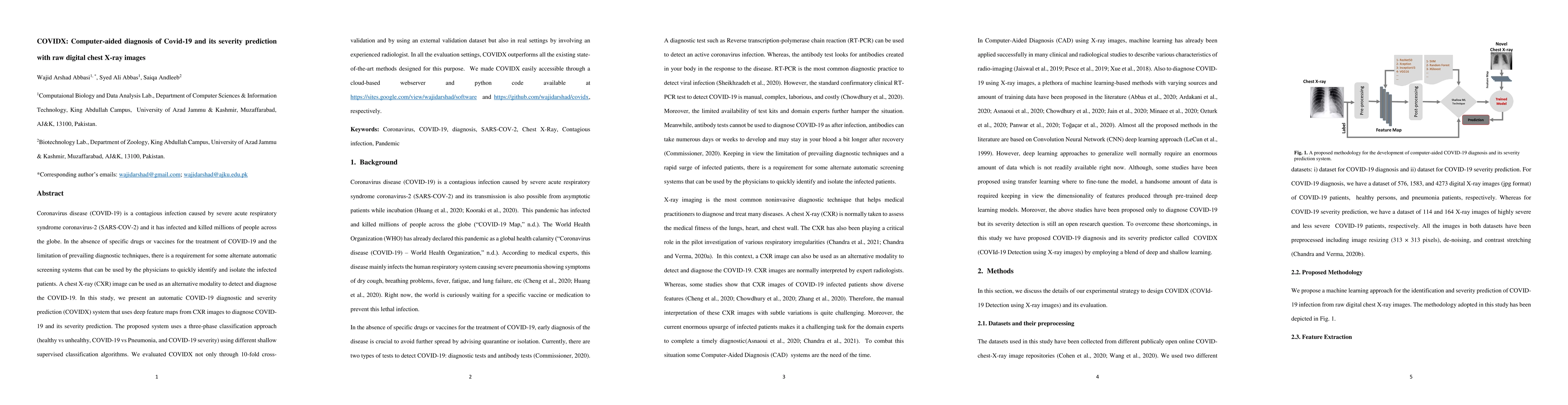 Thumbnail for COVIDX: Computer-aided diagnosis of Covid-19 and its severity prediction
  with raw digital chest X-ray images