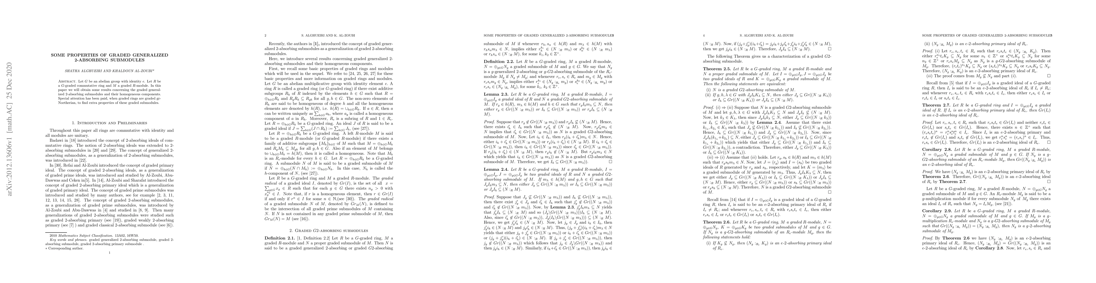 Thumbnail for Some properties of graded generalized 2-absorbing submodules