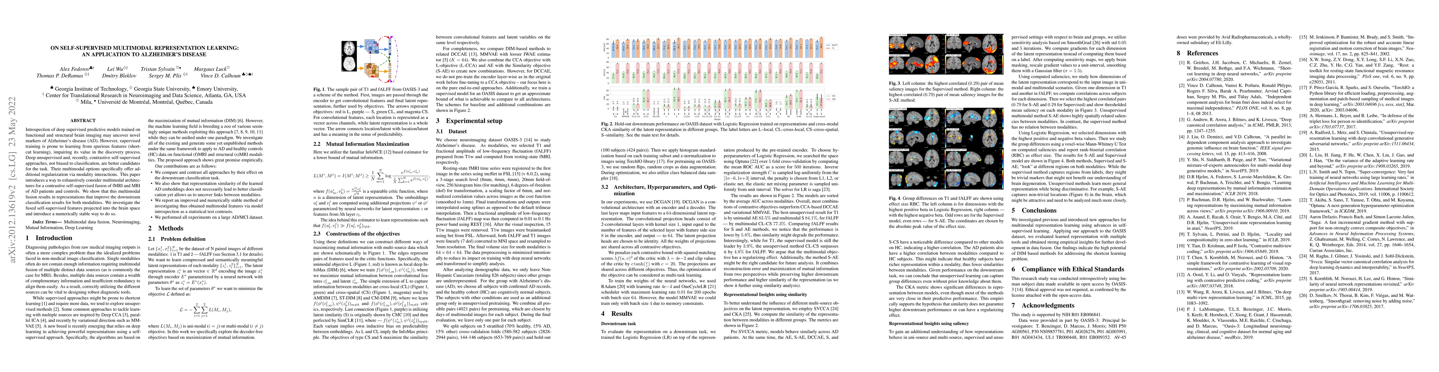 Thumbnail for On self-supervised multi-modal representation learning: An application
  to Alzheimer's disease
