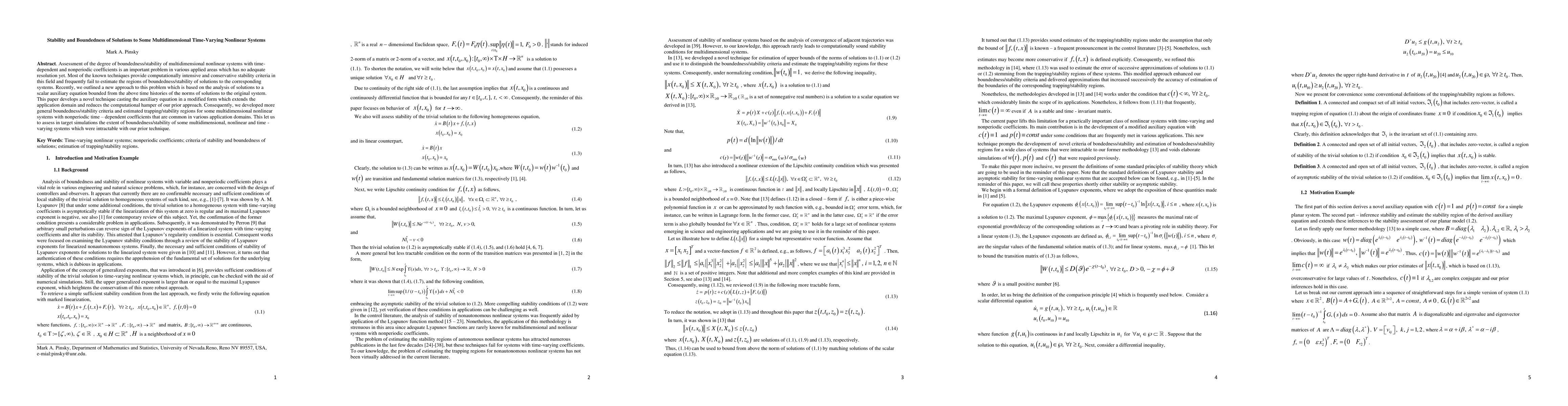 Thumbnail for Stability and Boundedness of Solutions to Some Non-autonomous
  Multidimensional Nonlinear Systems
