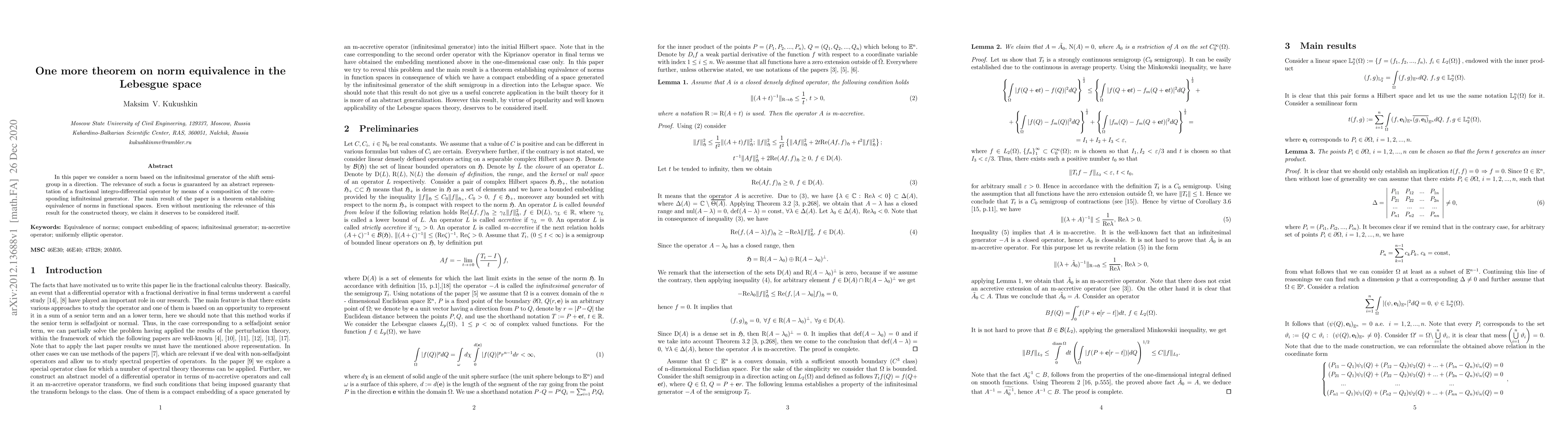 Thumbnail for One more theorem on norm equivalence in the Lebesgue space