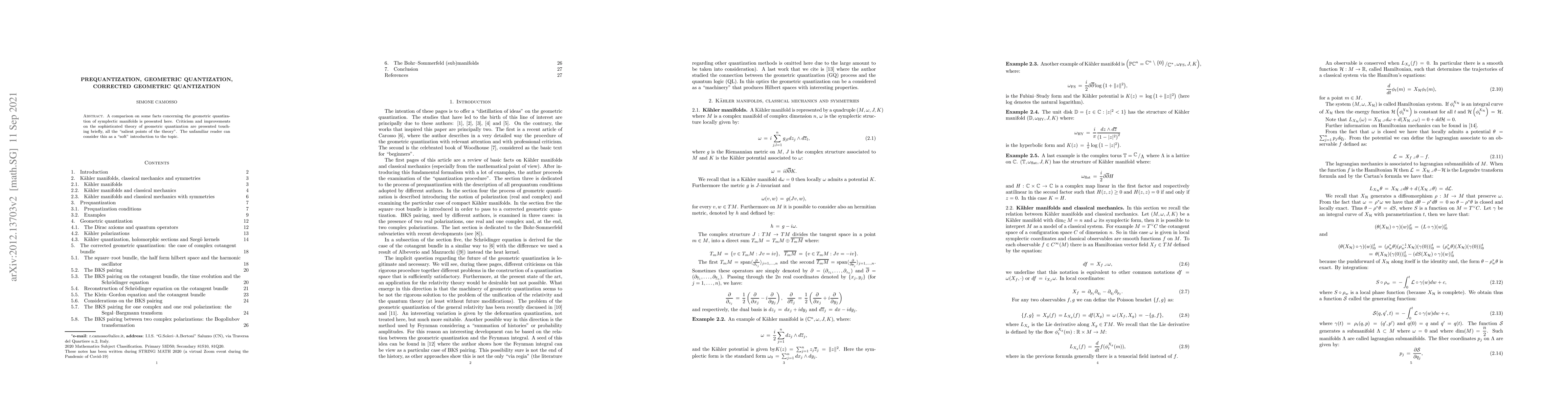 Thumbnail for Prequantization, geometric quantization, corrected geometric
  quantization