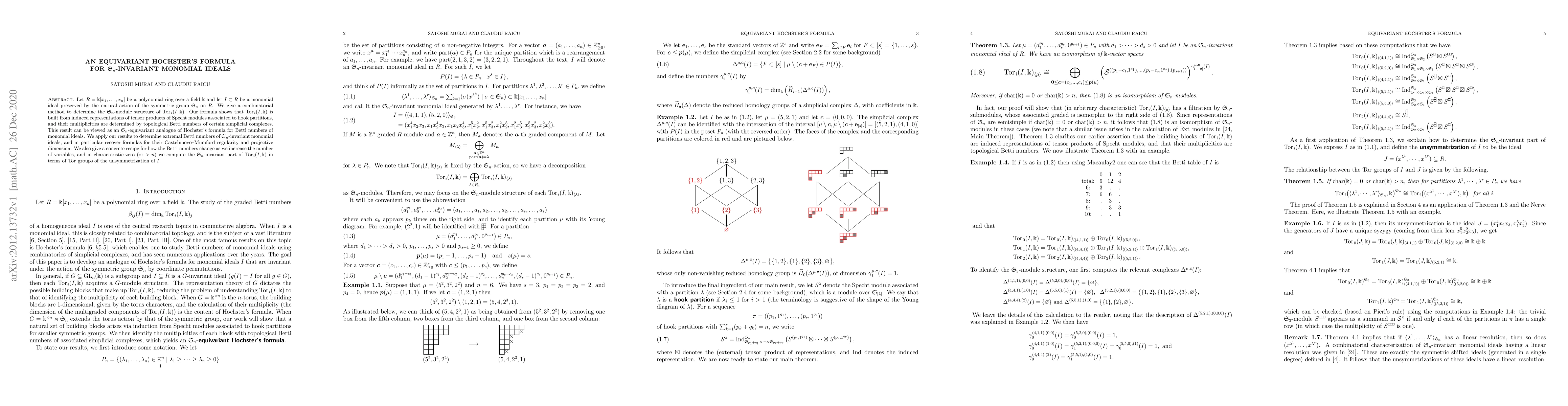 Thumbnail for An equivariant Hochster's formula for $\mathfrak S_n$-invariant monomial
  ideals
