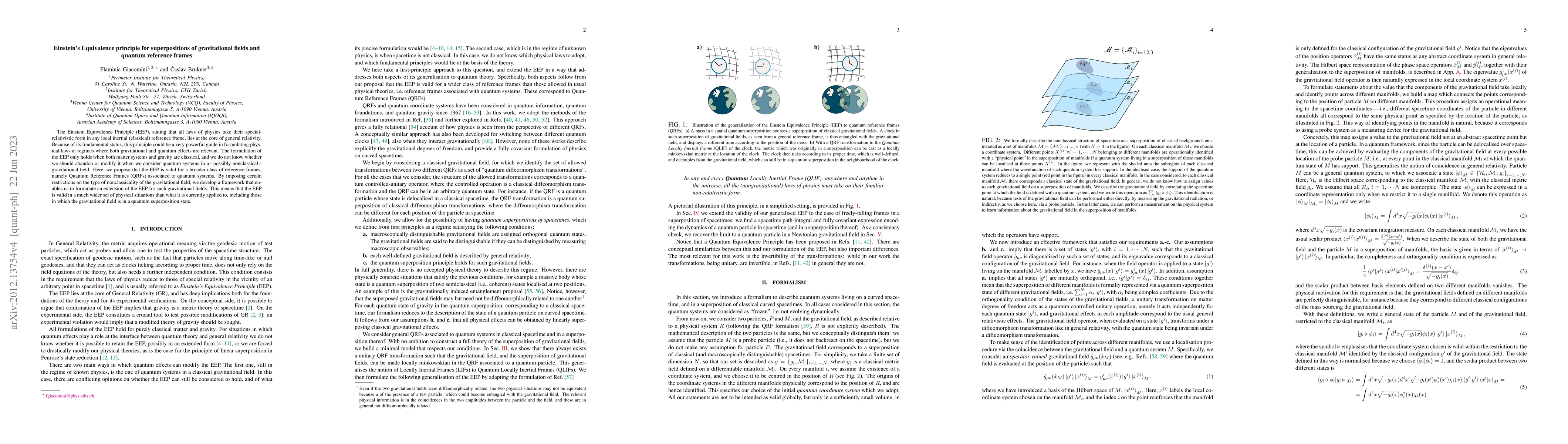 Thumbnail for Einstein's Equivalence principle for superpositions of gravitational
  fields and quantum reference frames