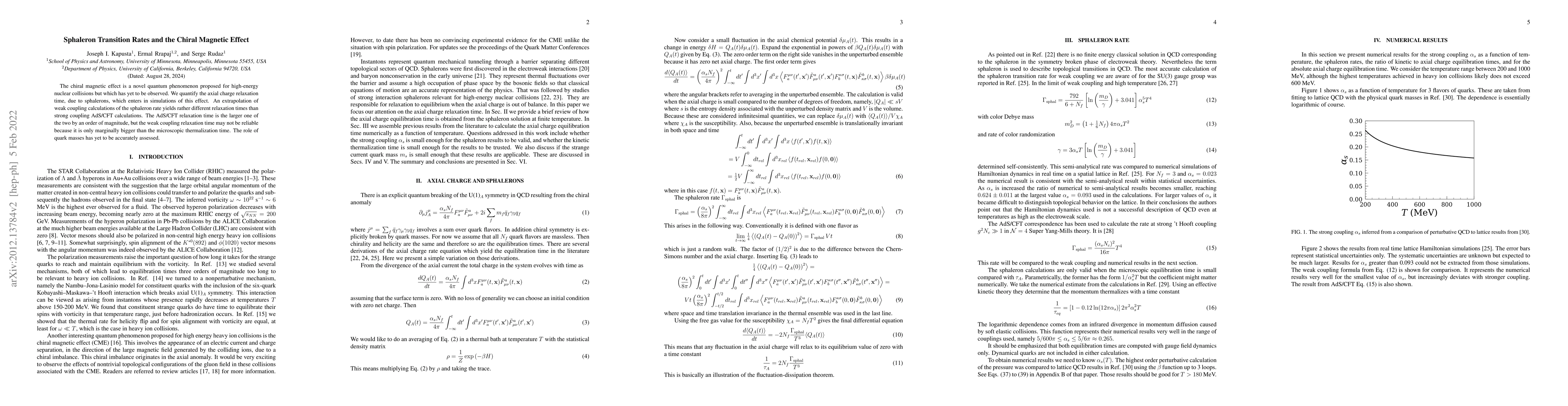 Thumbnail for Sphaleron Transition Rates and the Chiral Magnetic Effect