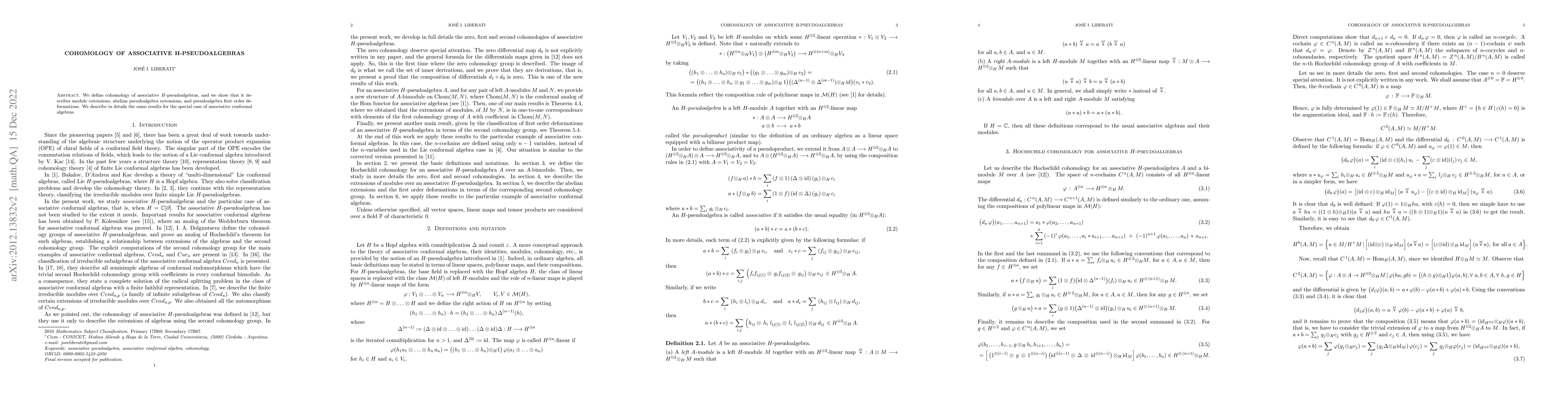 Thumbnail for Cohomology of associative H-pseudoalgebras