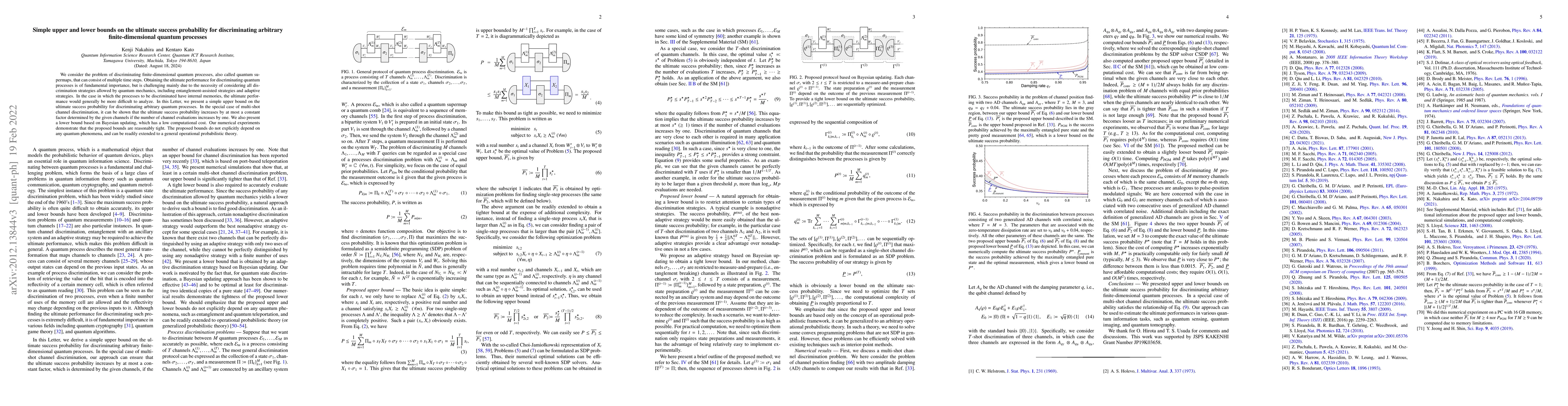 Thumbnail for Simple upper and lower bounds on the ultimate success probability for
  discriminating arbitrary finite-dimensional quantum processes