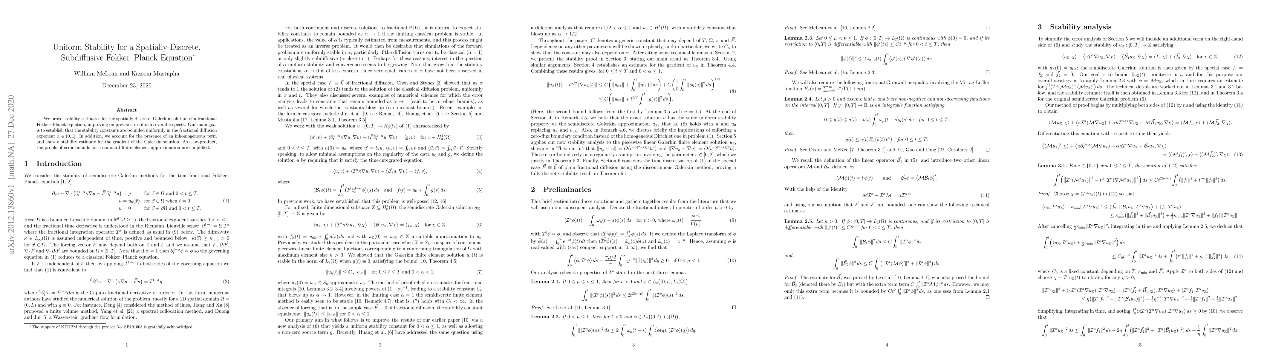 Thumbnail for Uniform stability for a spatially-discrete, subdiffusive Fokker-Planck
  equation