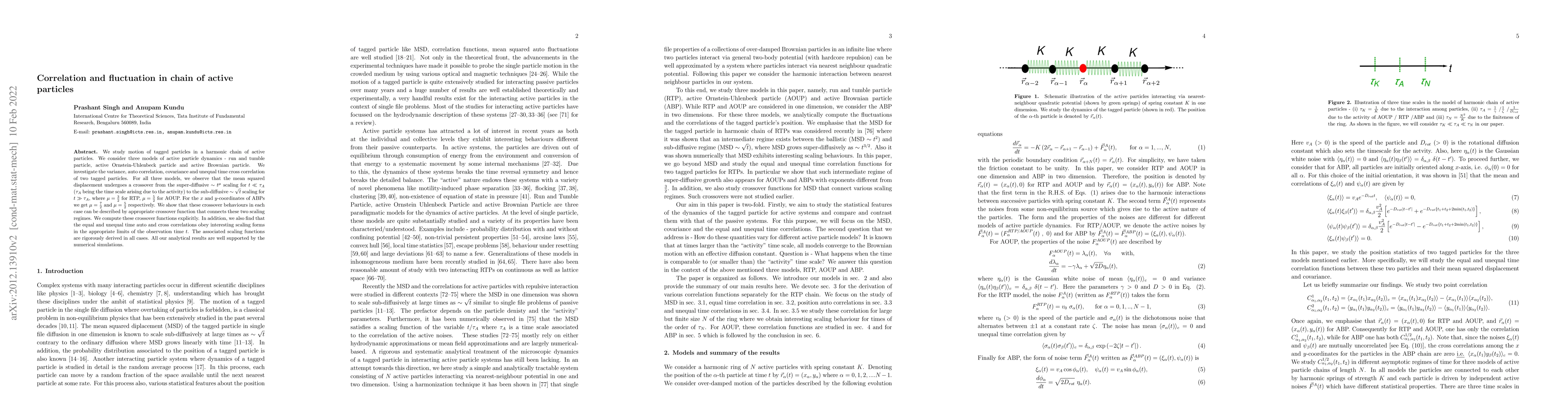 Thumbnail for Crossover behaviours exhibited by fluctuations and correlations in a
  chain of active particles