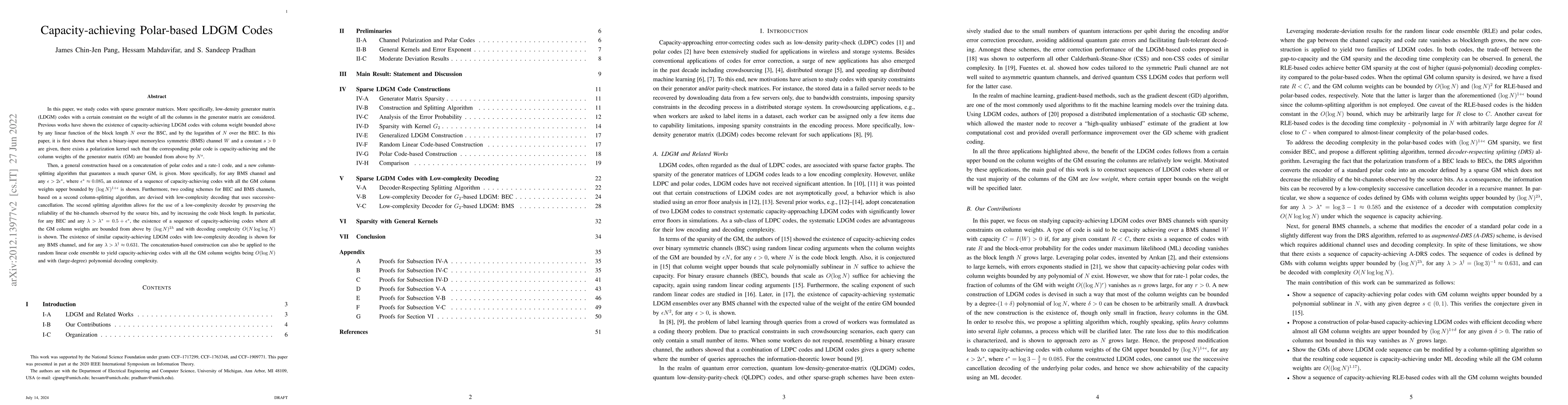 Thumbnail for Capacity-achieving Polar-based LDGM Codes