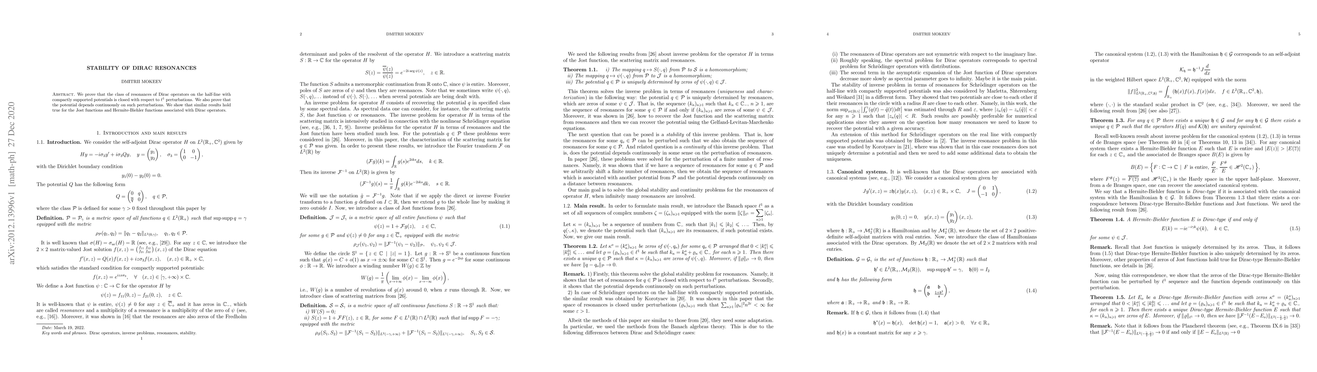 Thumbnail for Stability of Dirac resonances