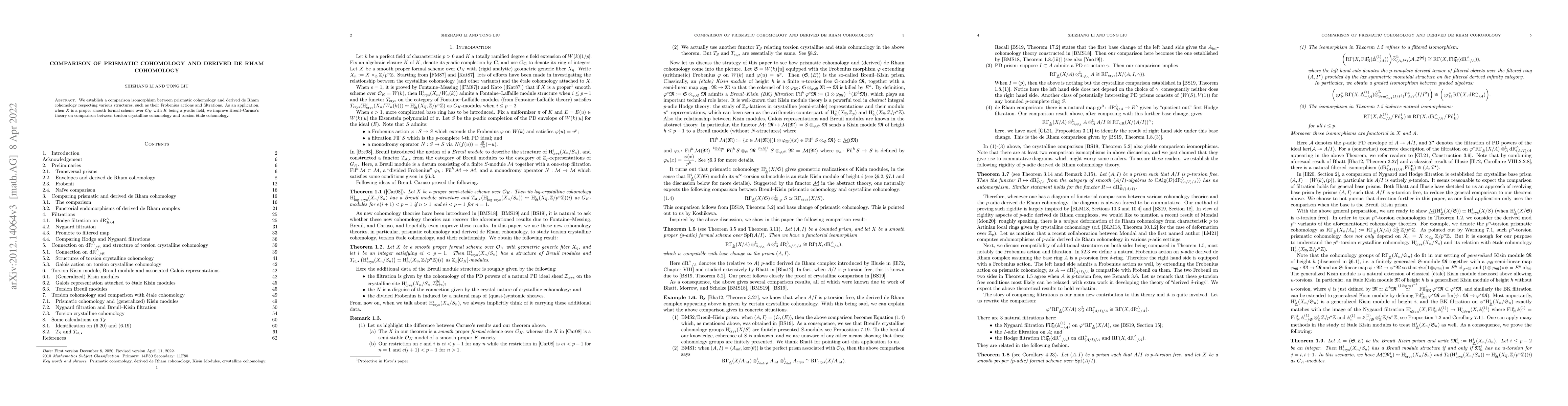 Thumbnail for Comparison of prismatic cohomology and derived de Rham cohomology
